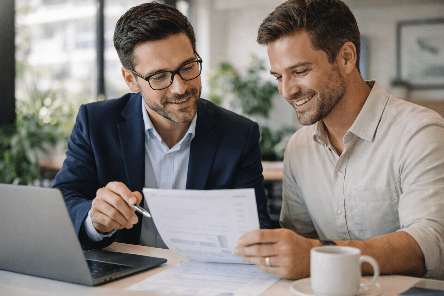 Professional business advisor reviewing strategic growth plans with a client