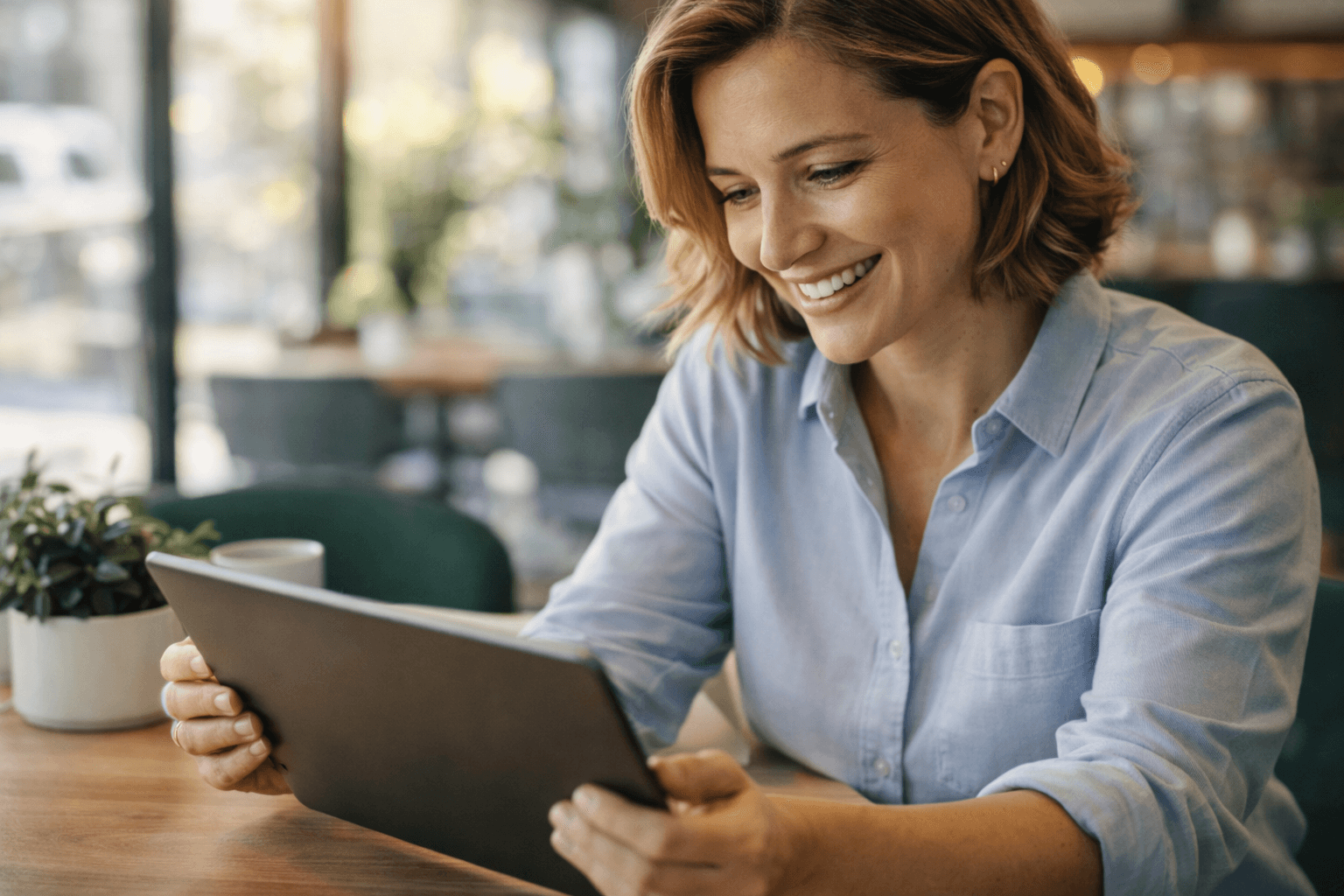 Business owner reviewing tax calendar on tablet